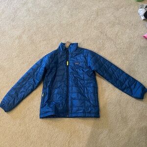 Boys Patagonia blue puffer jacket